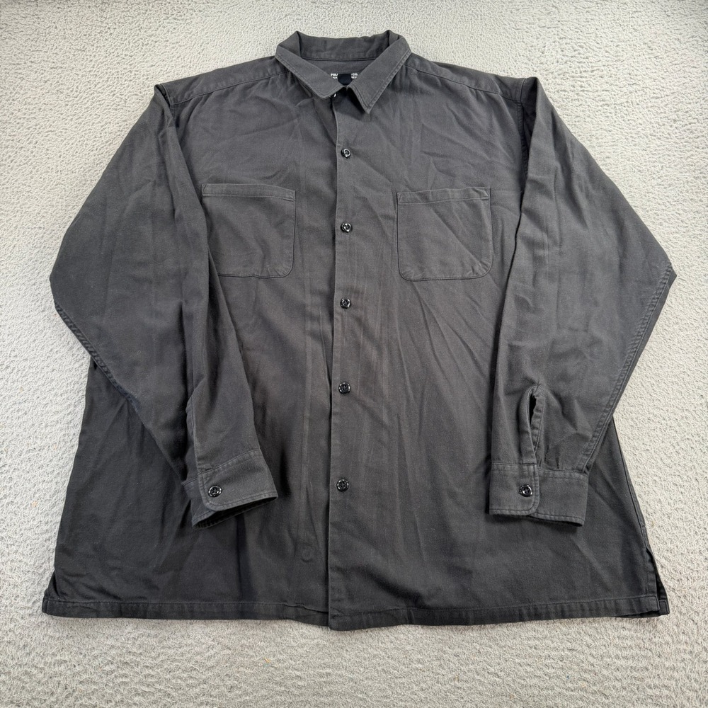 Polo Jeans Co Ralph Lauren Shirt Mens Large Black Cotton Twill Loop Collar
